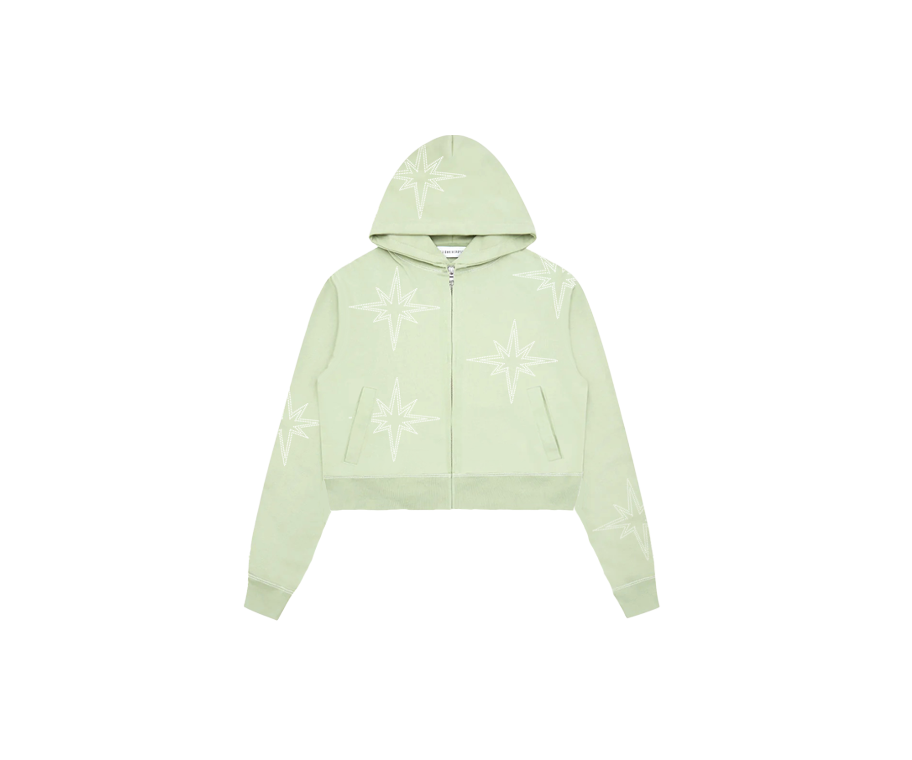 Cropped Rhinestone Hoodie Lime Green